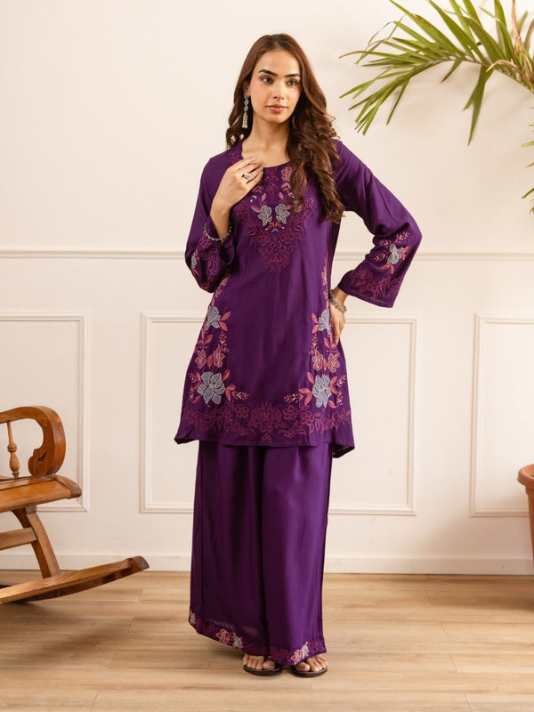 Karen grape embroidery cotton co-ord set