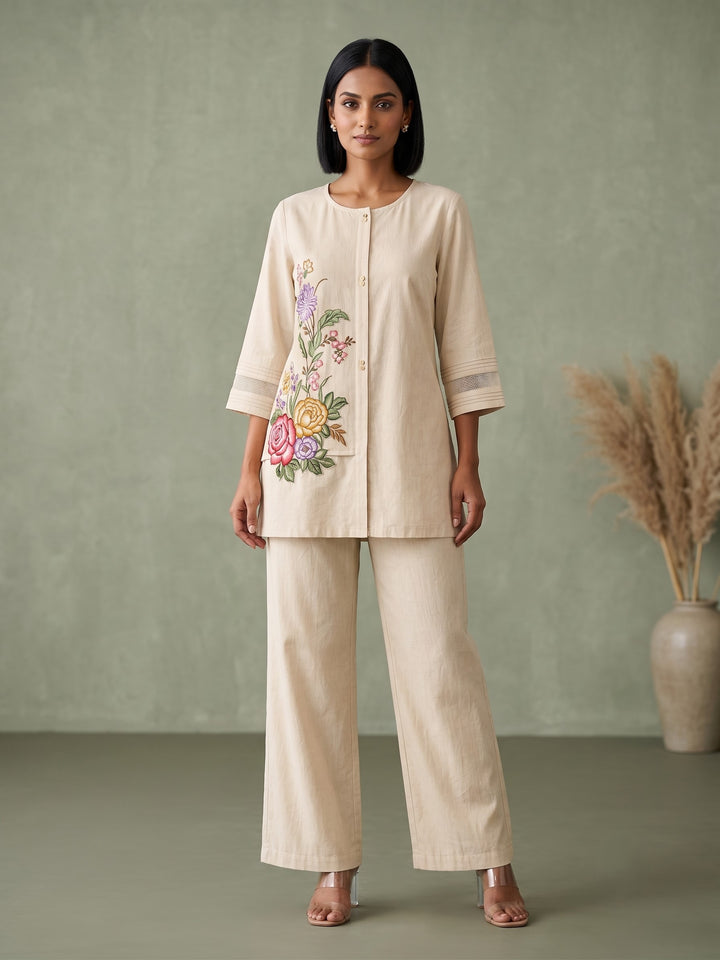 Gaur Tyran Embroidery Embroidery Cotton Co-Ord Set