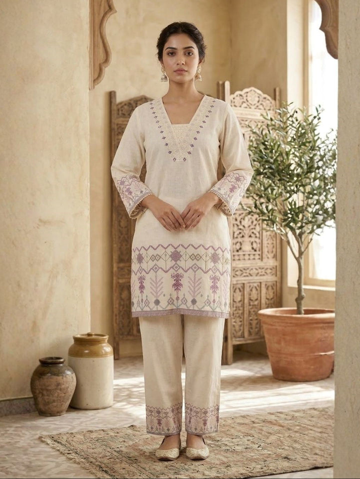 Marda baster embroidery cotton co-ord set
