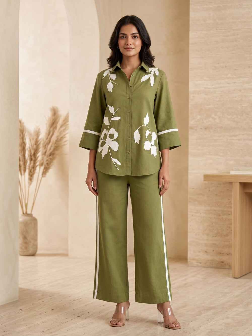 Ridhika moss  applique cotton co-ord set
