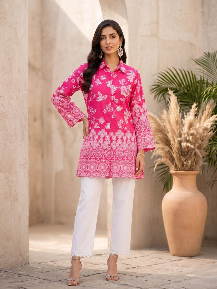 Shloka Rose Schiffli Cotton Co-ord Set