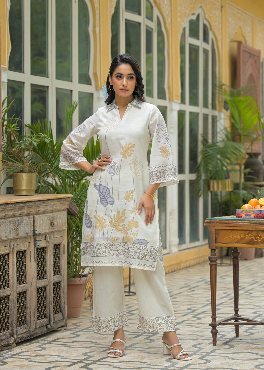 Dagdai canary cotton printed co-ord set