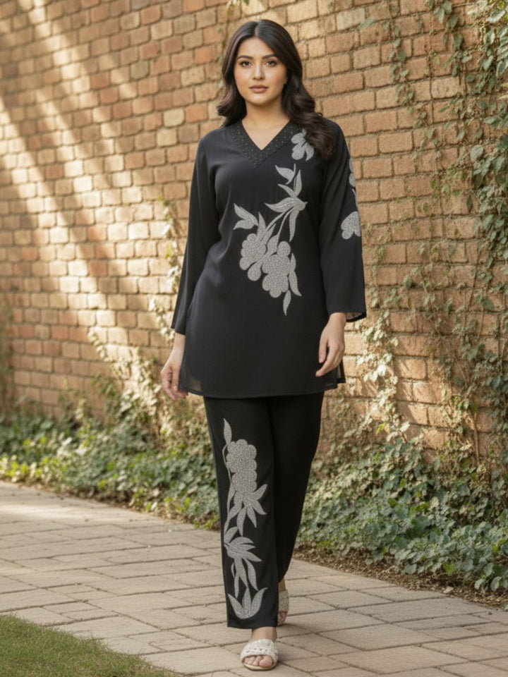 Bodhi Onyx Embroidery Muslin Co-ord Set