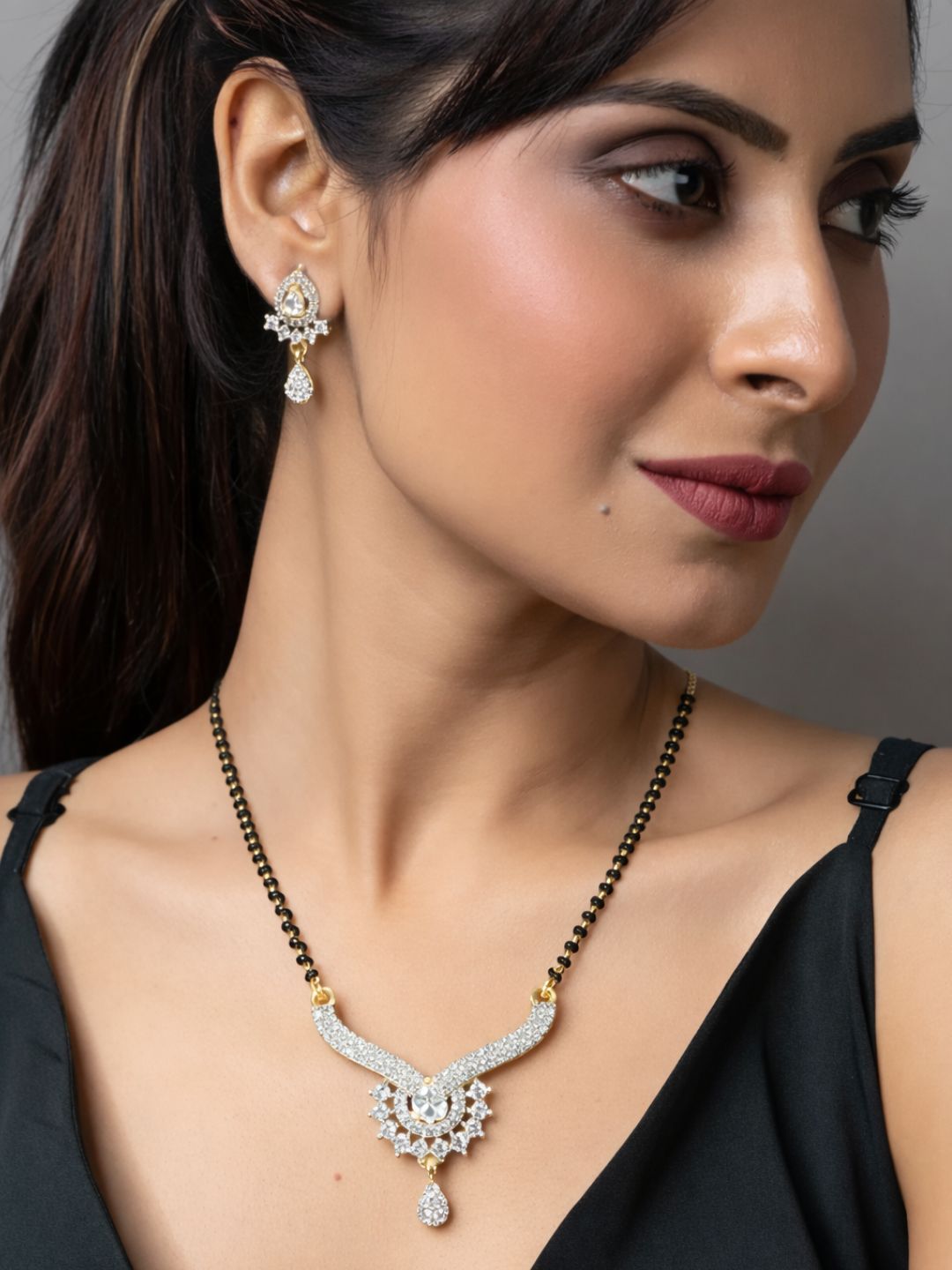Rivaaz diamond Mangalsutra with earings set