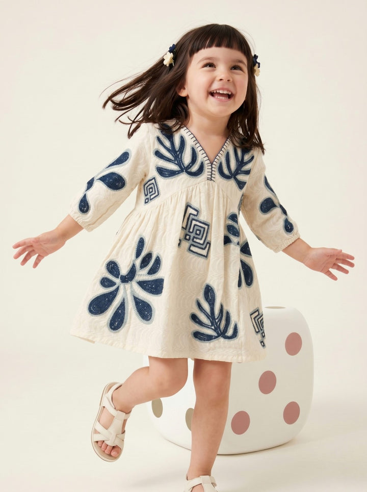 Joy vivid embroidery kids cotton dress