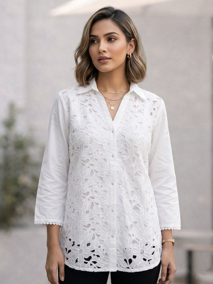 Perka babbles schiffli cotton shirt
