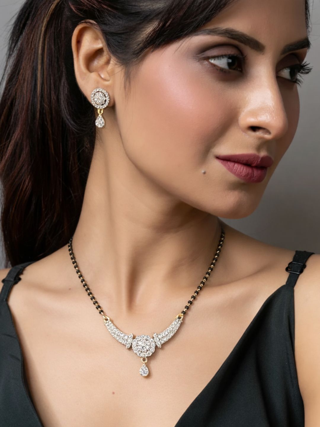 Rivaaz diamond Mangalsutra with earings set