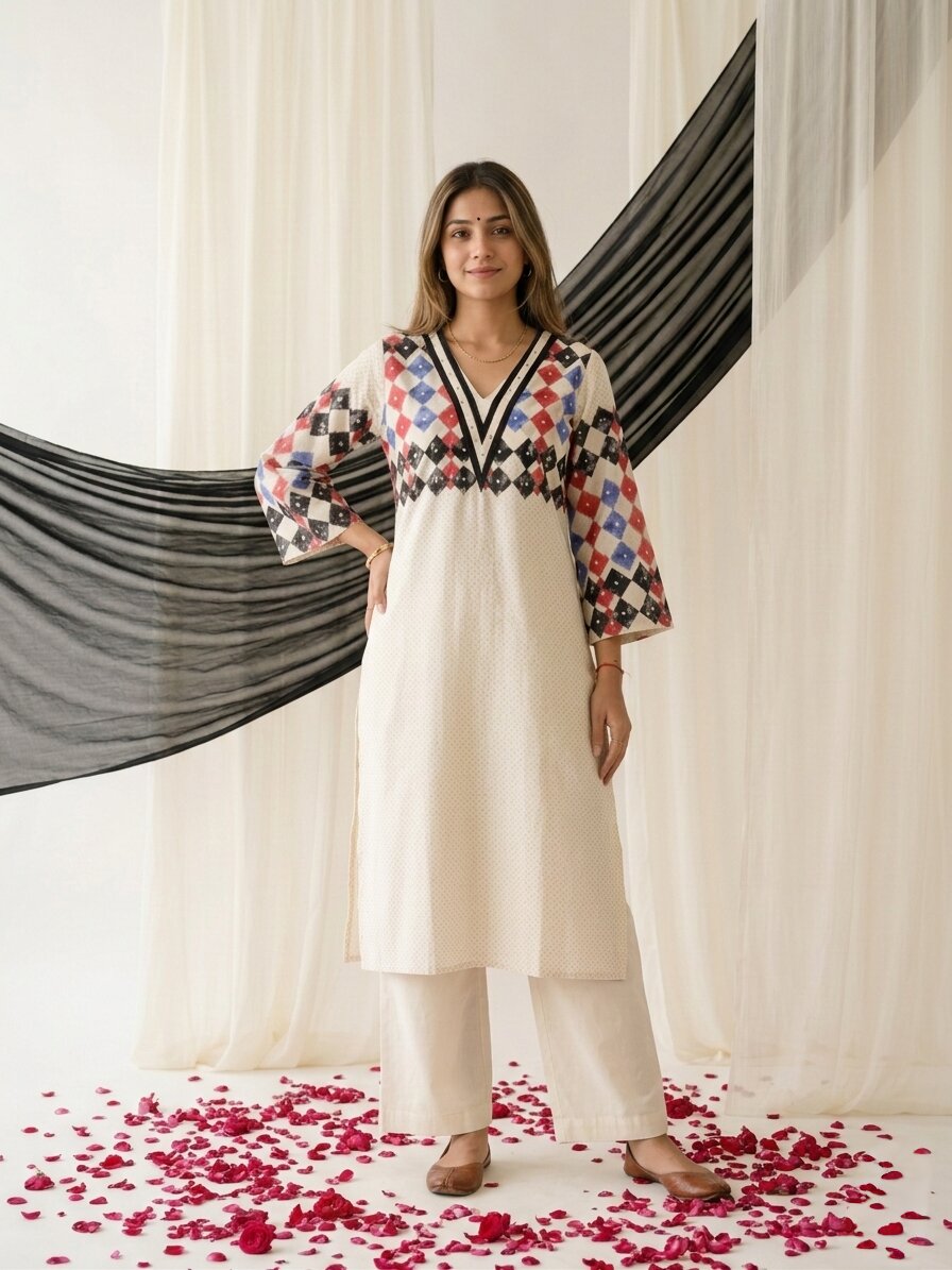 Swades porcelain cotton kurta pant set