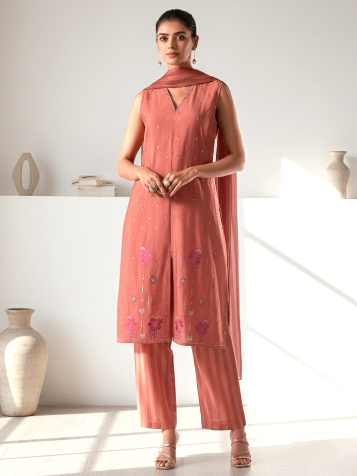 Alena Rust Work Co-ord Set comes with Stole