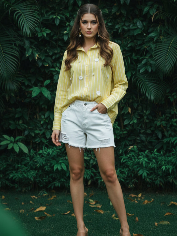 Ivanka lime stripes cotton shirt