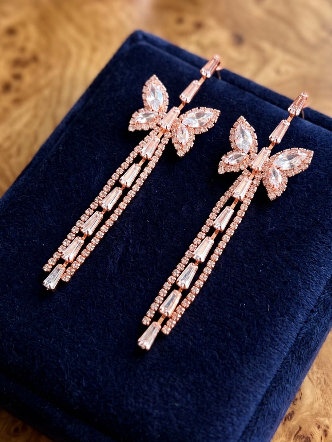 Crystal Butterfly Tassel Earrings