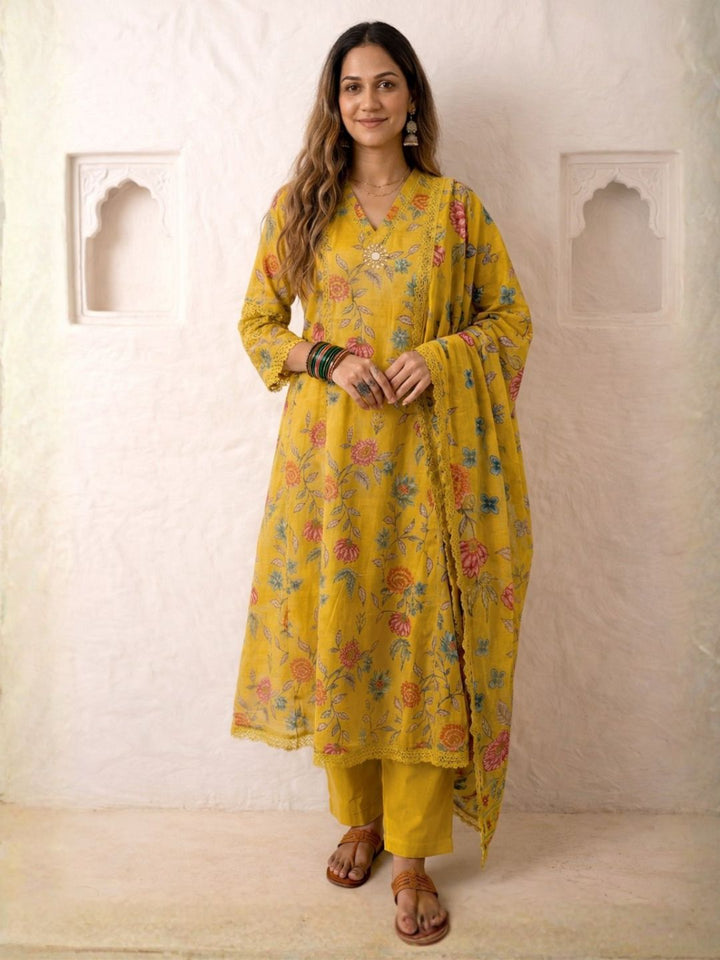 Benisha amber cotton printed suit set