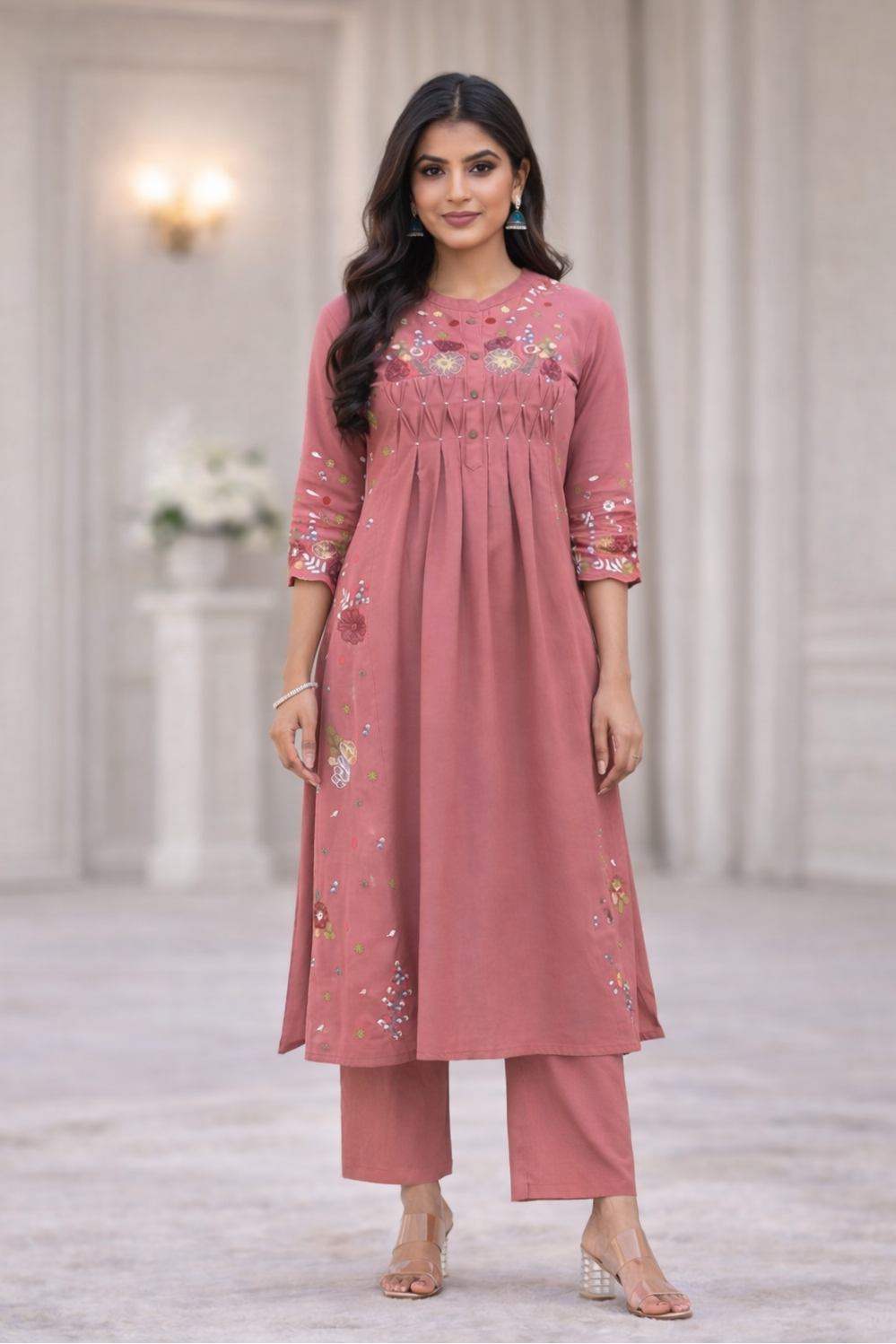 Chandri Rose Embroidered Kurta Pant Set
