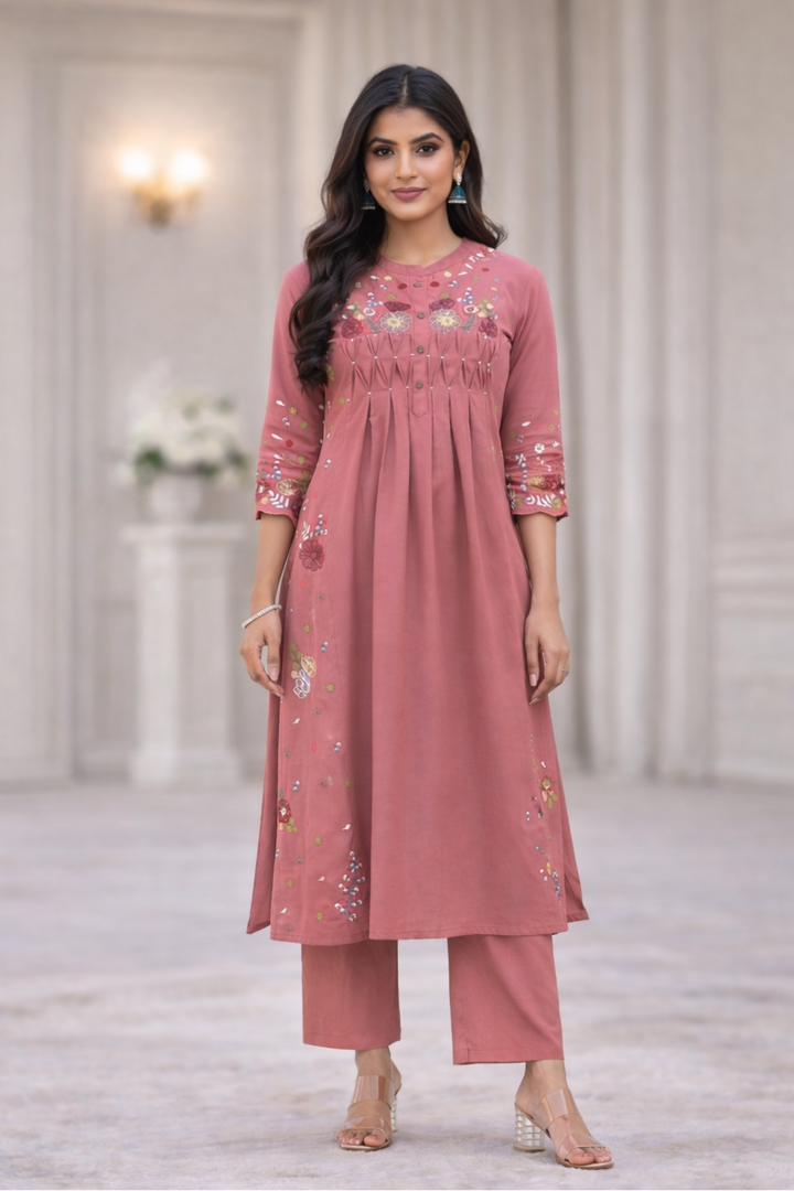 Chandri Rose Embroidered Kurta Pant Set