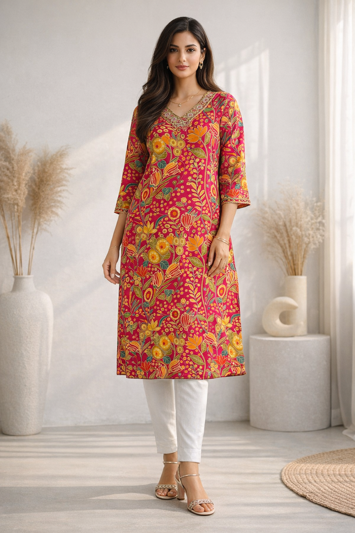 Barnali Cherry Printed Work Kurti