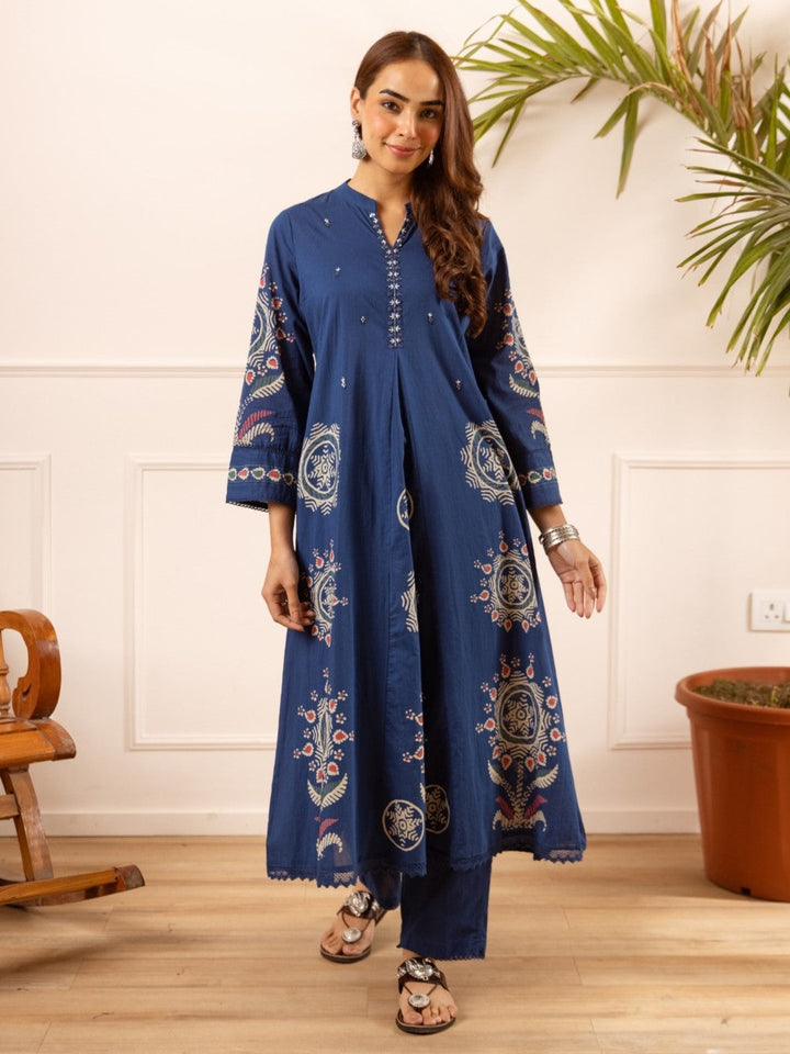 Karen Cobalt printed kurta pant set