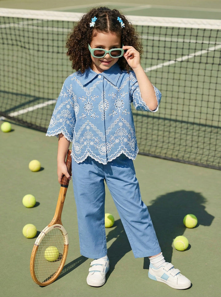 Joy Penn schiffli cotton co-ord set