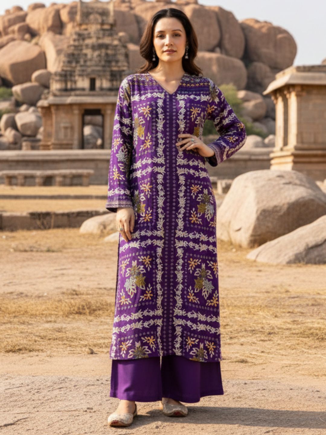 Kabool orchid printed Kurta pant set