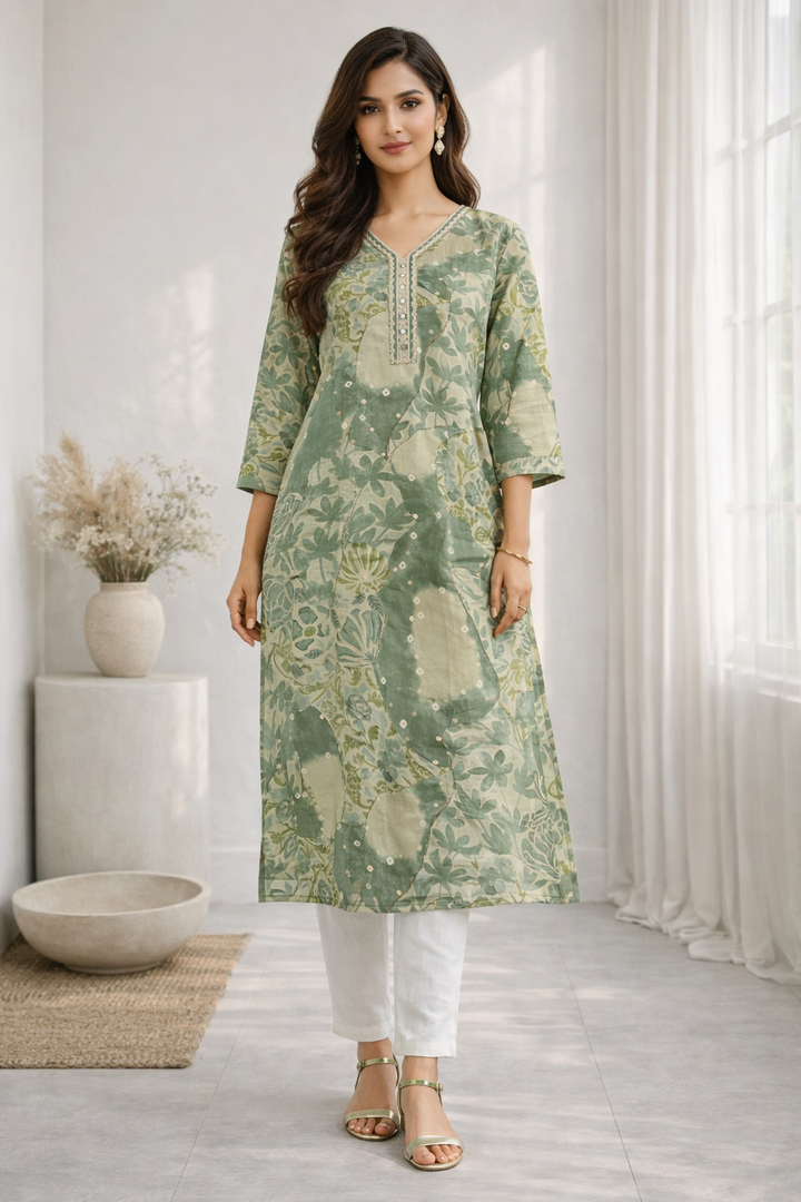 Barnali Fern Printed Work Kurti