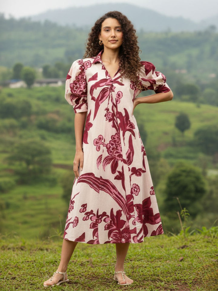 Purna Mulberry Printed Cotton Dress