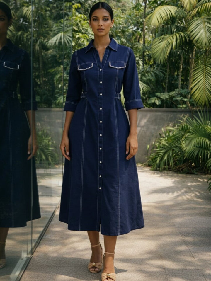 Ivanka azure denim cotton dress
