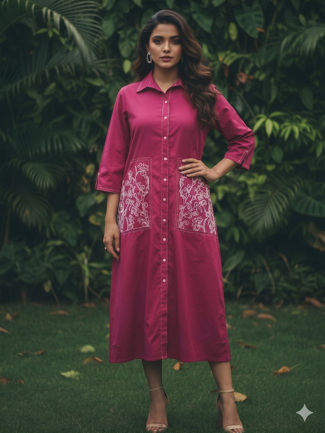Ivanka brink cotton embroidery midi dress