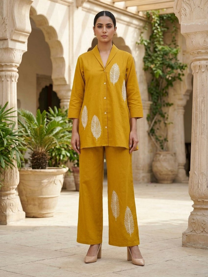Sargi sunflower embroidery cotton co-ord set