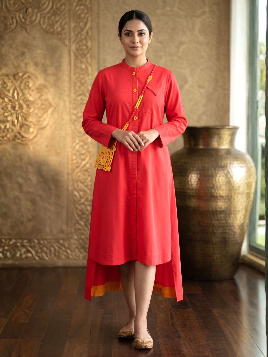 Niharika Apricot cotton Dress