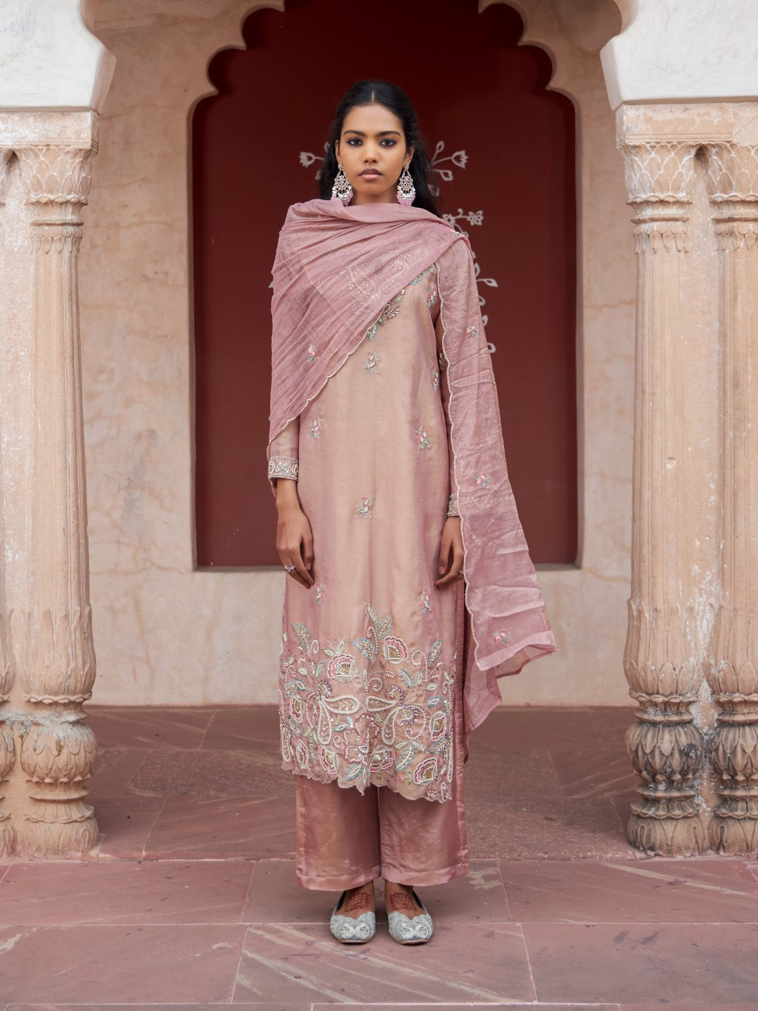 Mihika puce full work suit set