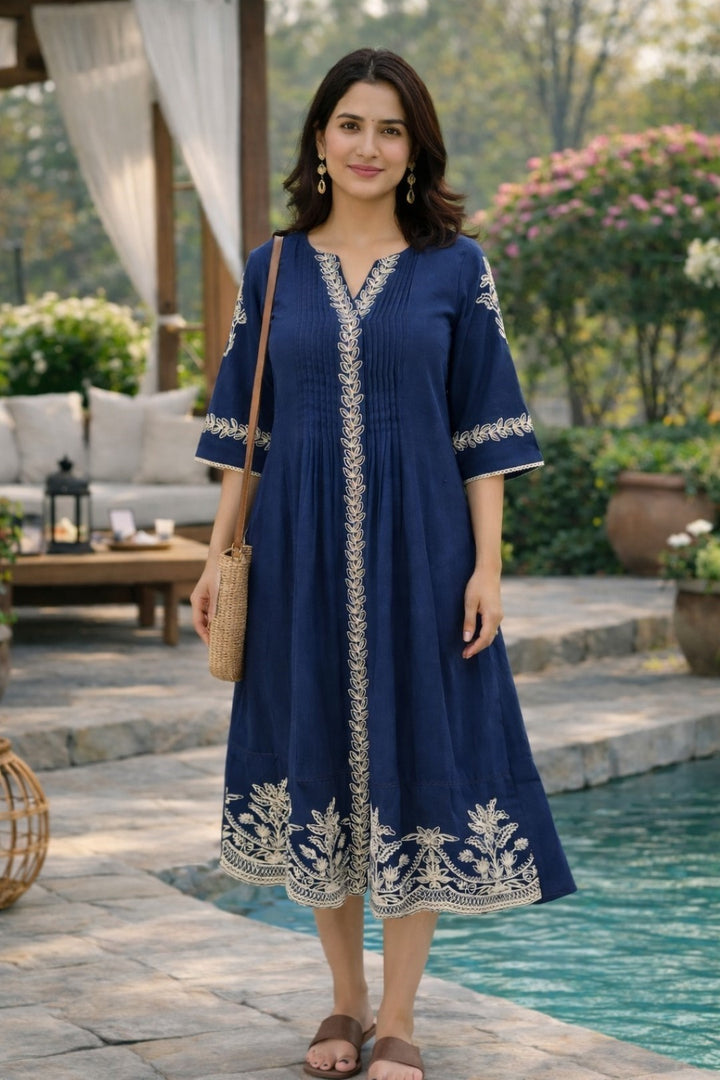 Slopi dodger embroidery cotton dress