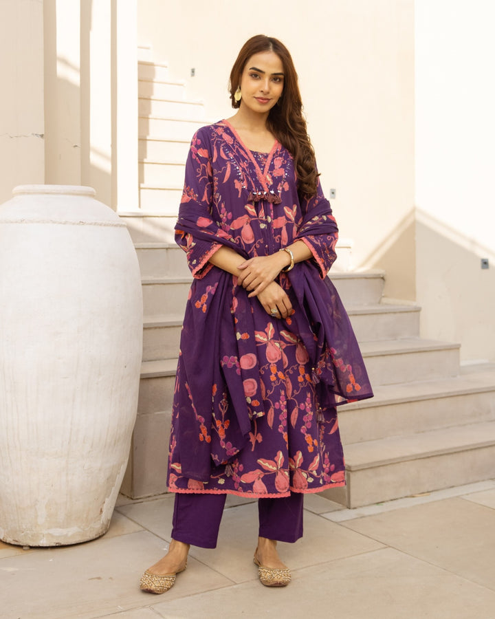 Karen byzan cotton printed suit set