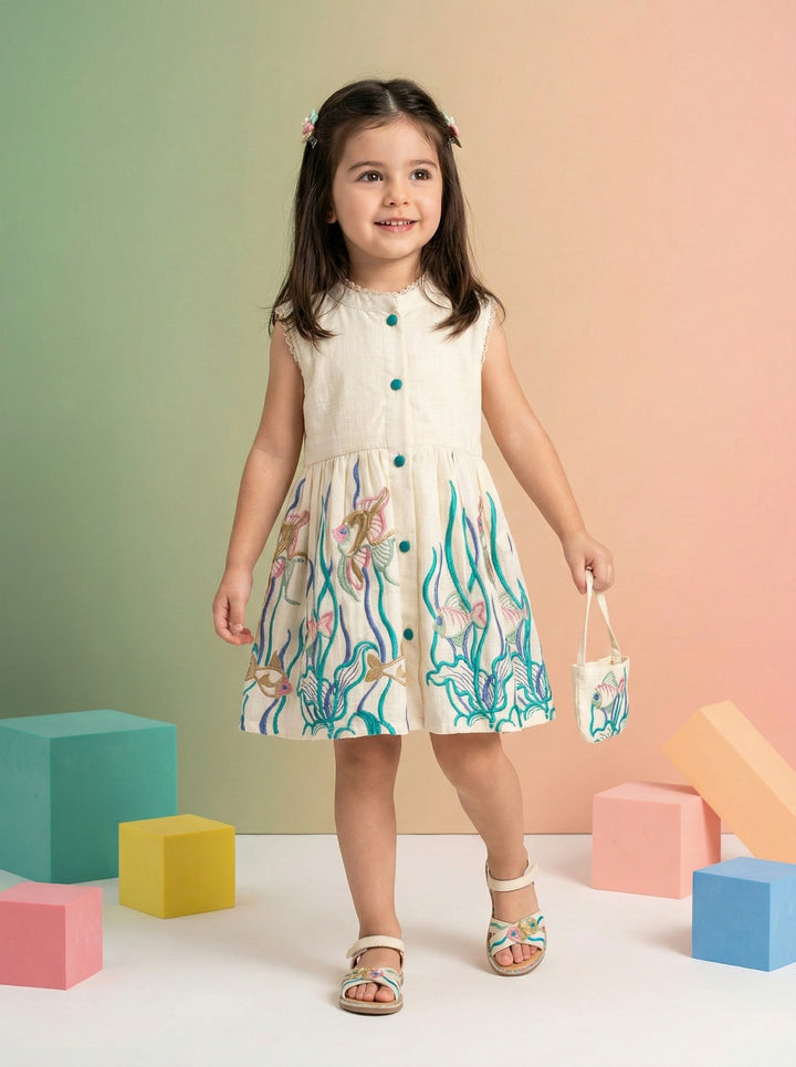 Joy marine embrodiery cotton Dress