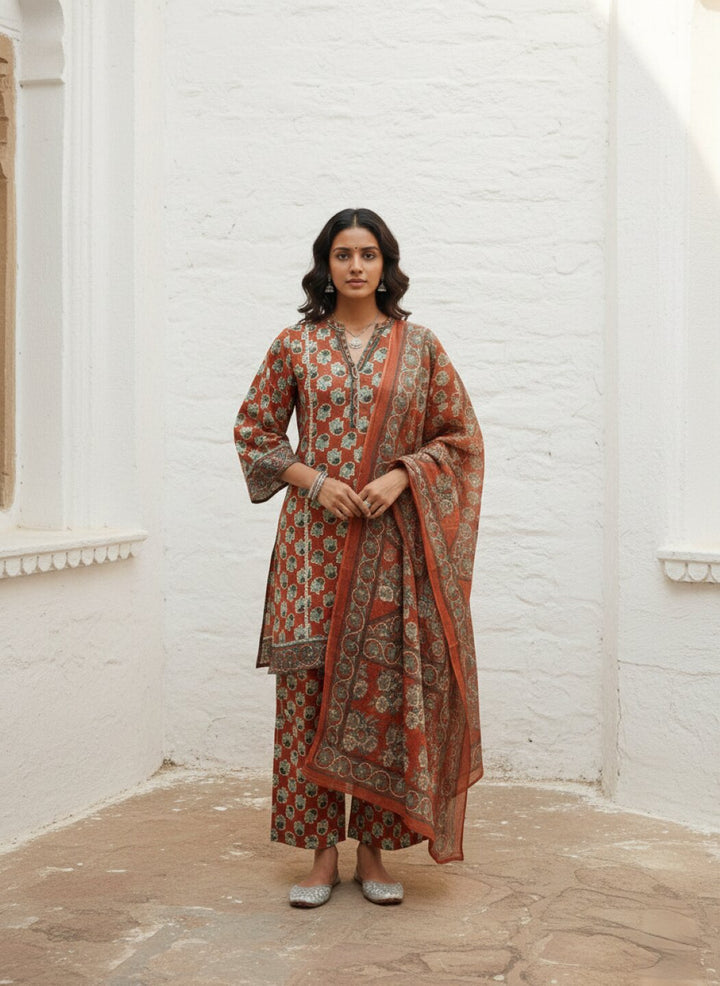 Swades brink printed suit set