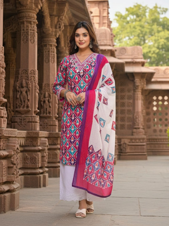 Aranya Ikat Print Premium Pure Cotton Suit Set