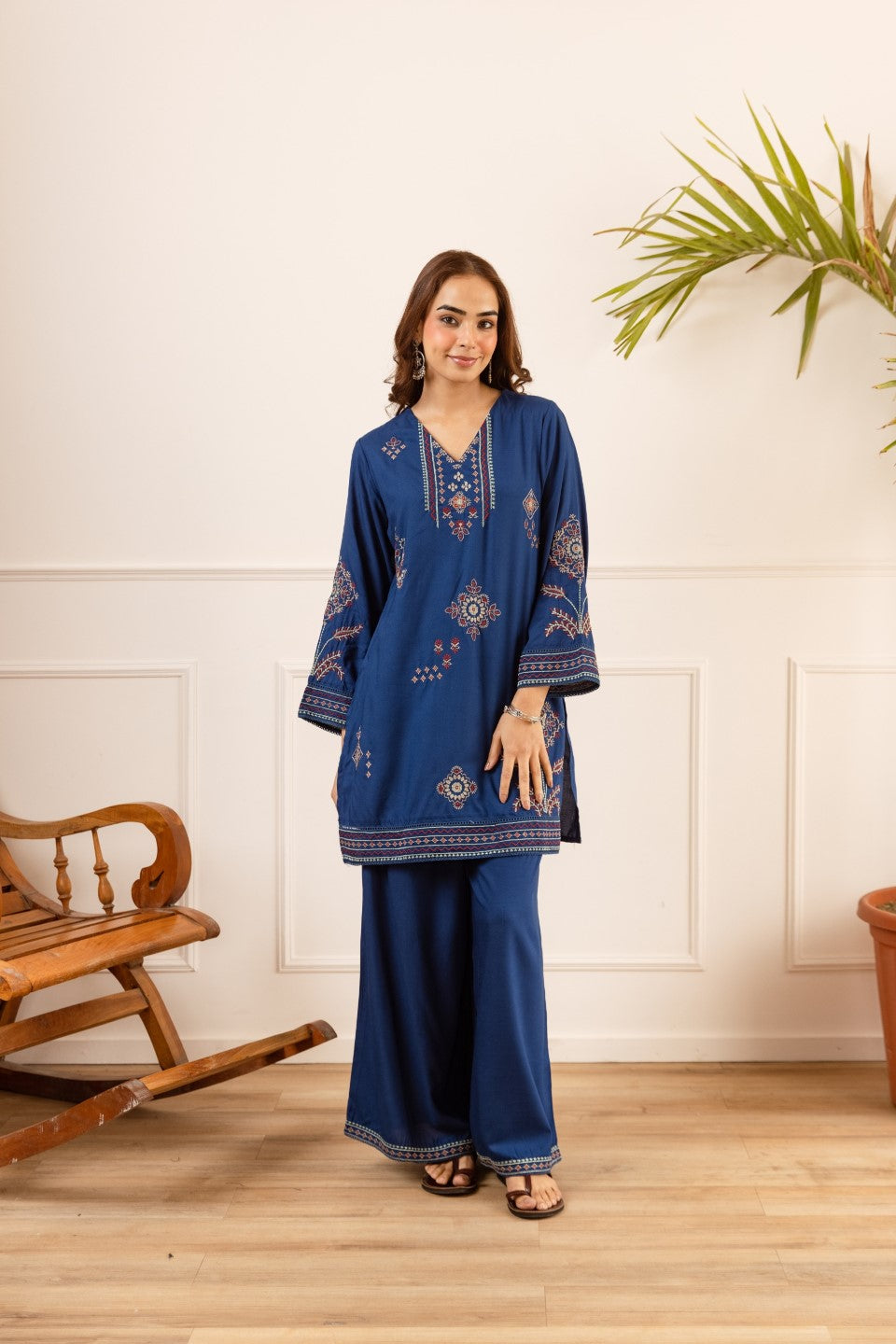 Karen Tufts embroidery cotton co-ord set