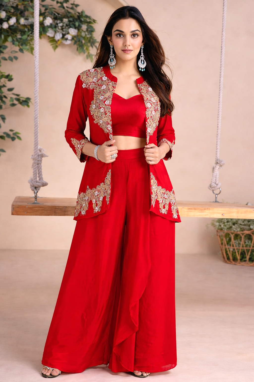Rasā Scarlet Handwork Luxury Fusion Wear Set