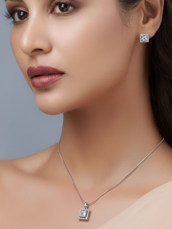 Shama Diamond Earing & Pendant Set