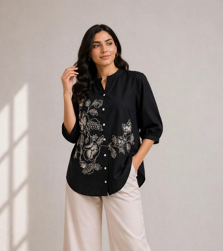 Drona stout embroidery cotton shirt