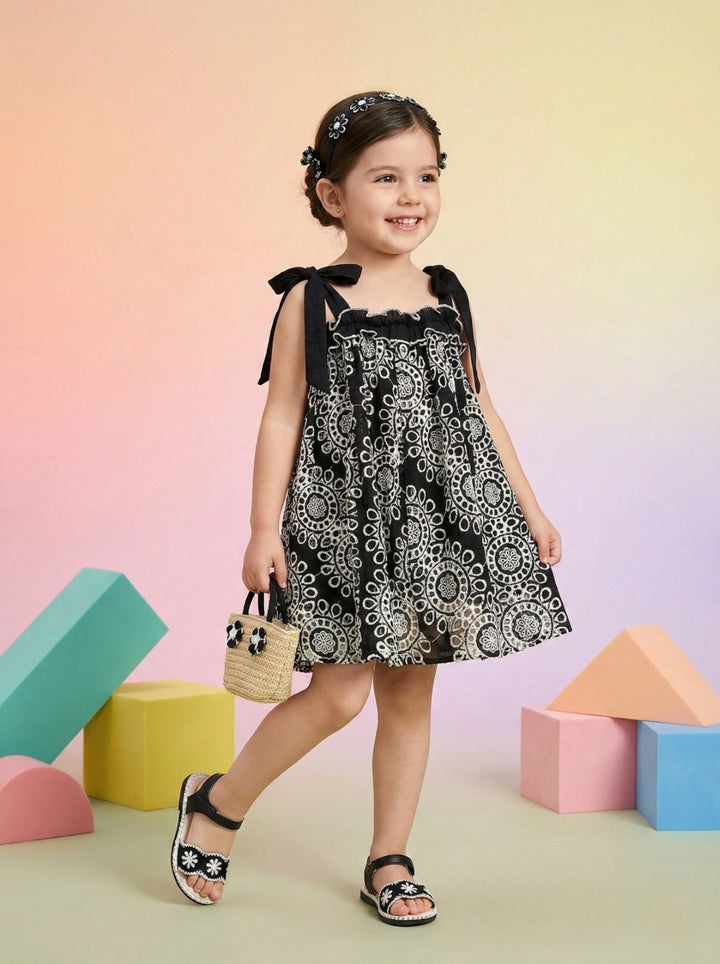 Joy Onyx schiffli cotton kids dress