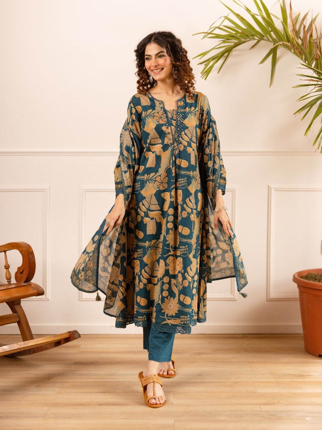 Karen sapphire cotton suit set