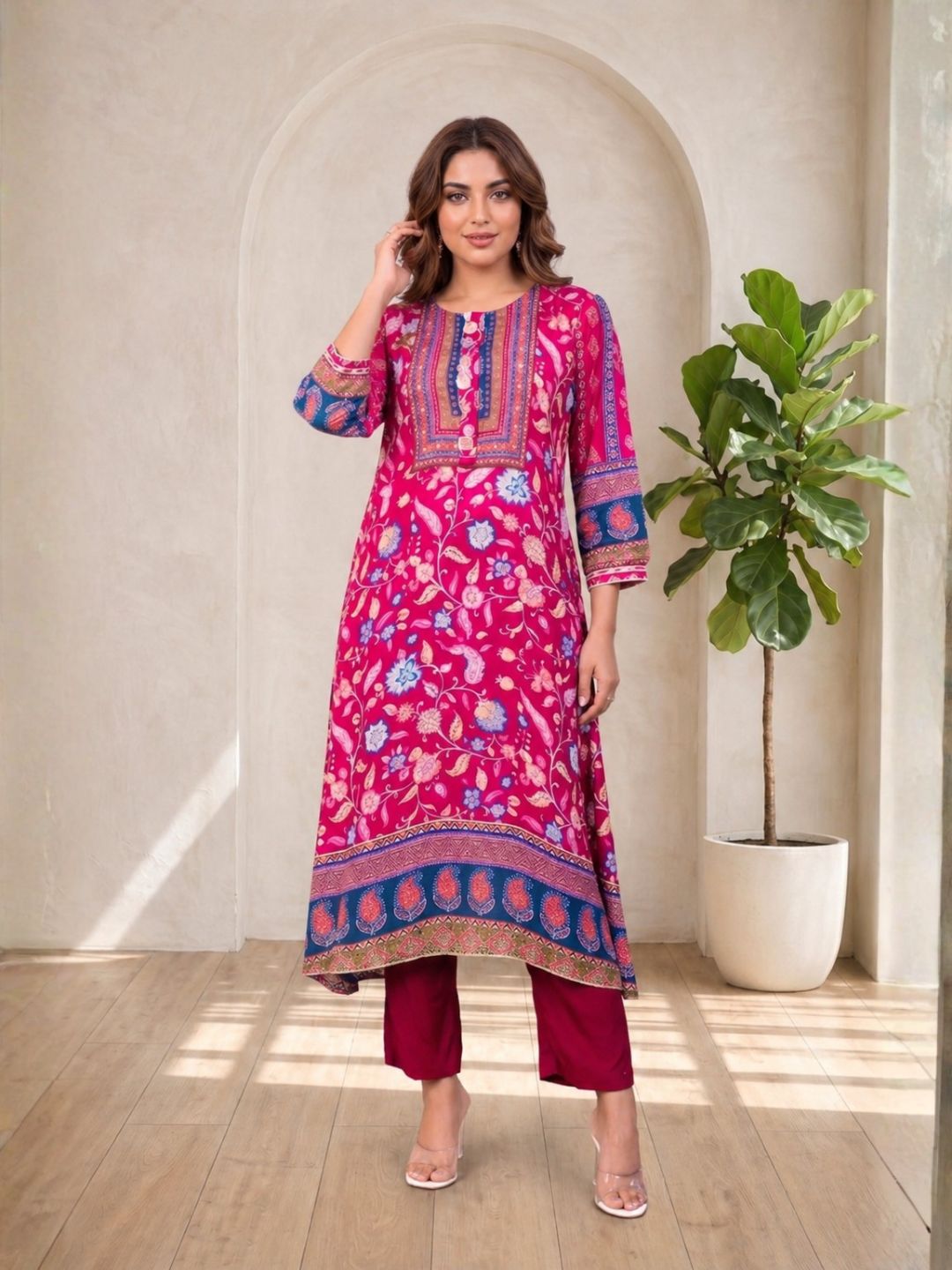 Maurya Rose Premium Muslin Kurta Set
