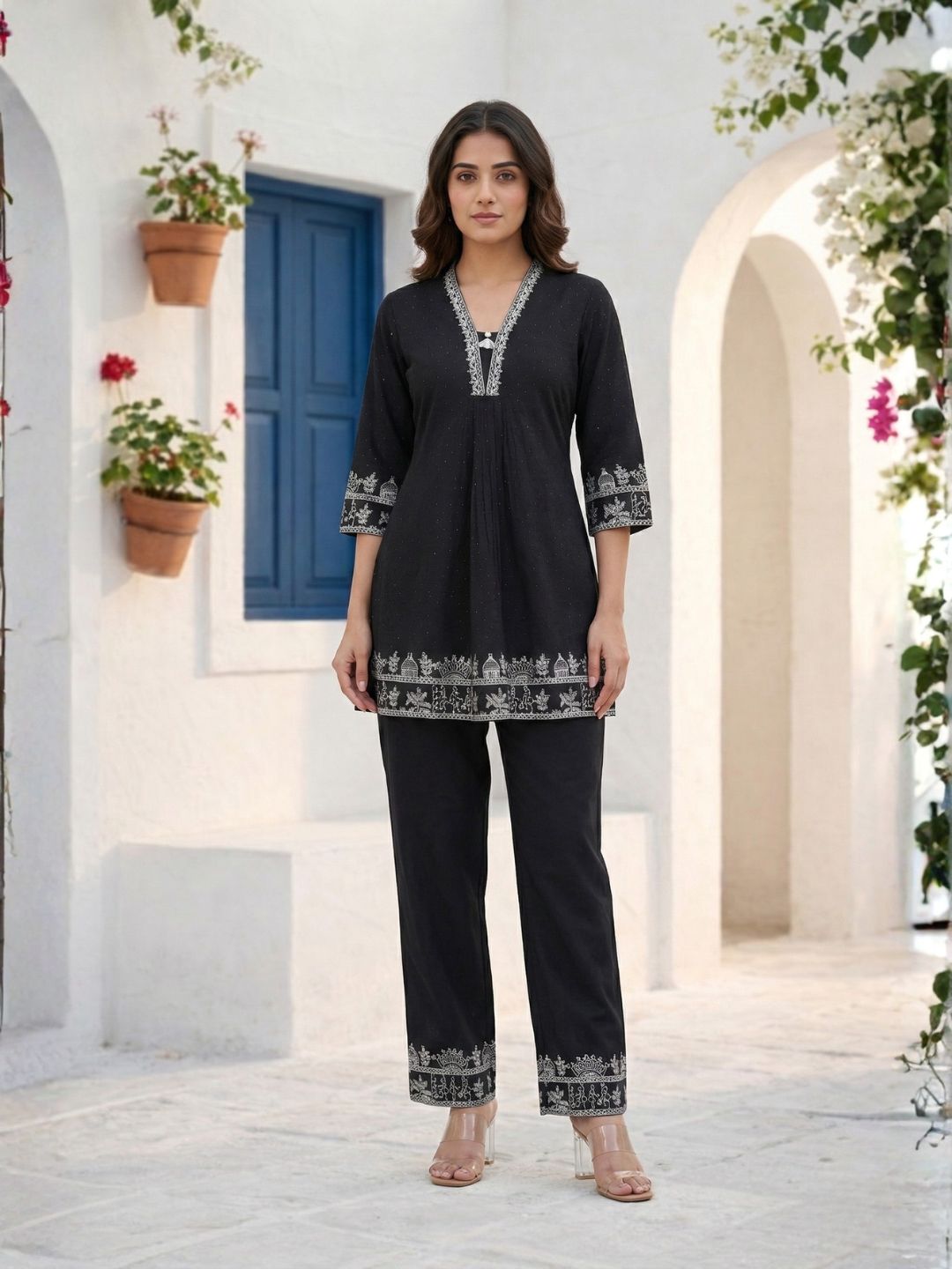 Sakshi Jet Embroidered Cotton Co-ord Set