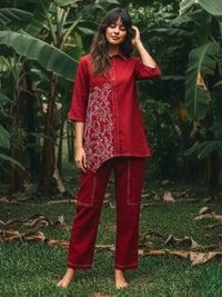 Ivanka brick cotton embroidery co-ord set