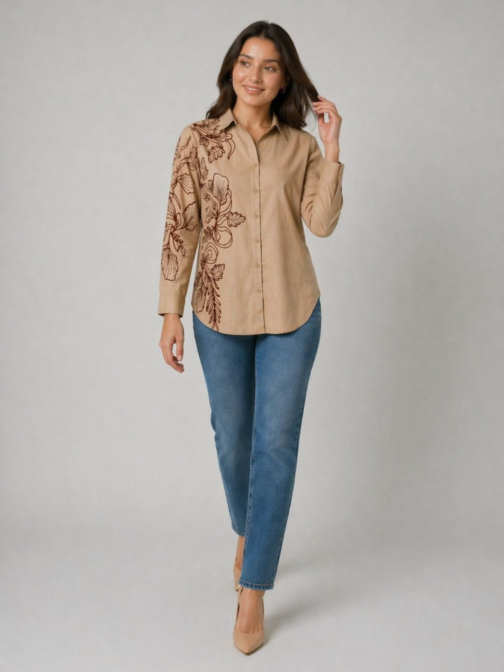 Drona Tuscan embroidery cotton shirt