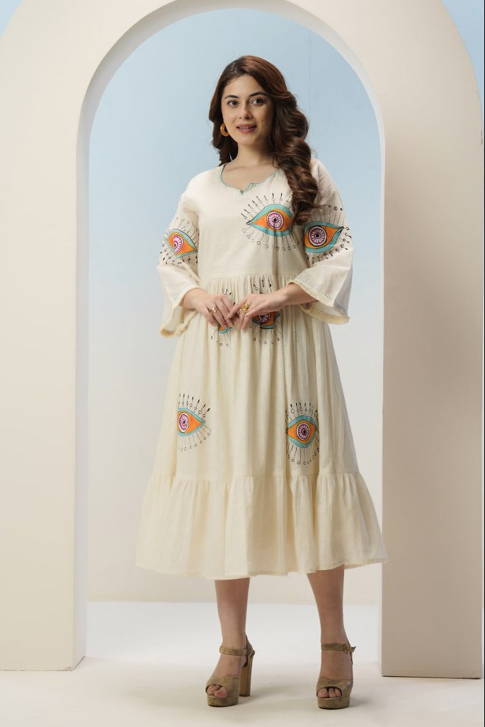 Tatva evil eye embroidery cotton dress
