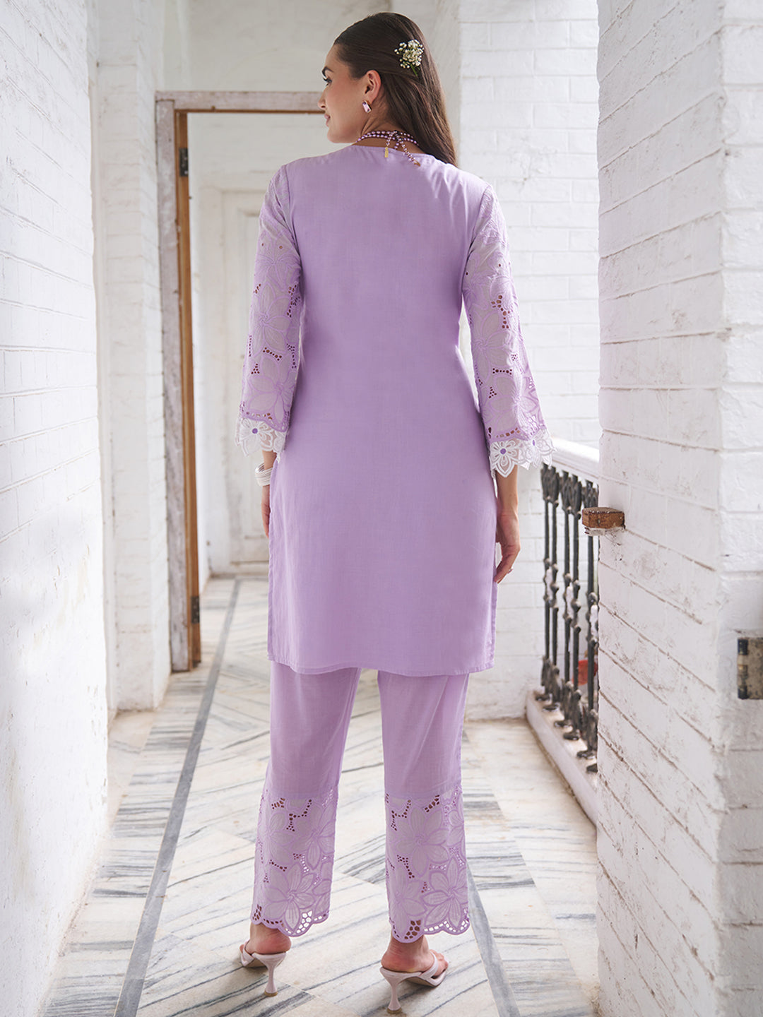 Anumeha Periwinkle Embrodiered Co-ord Set