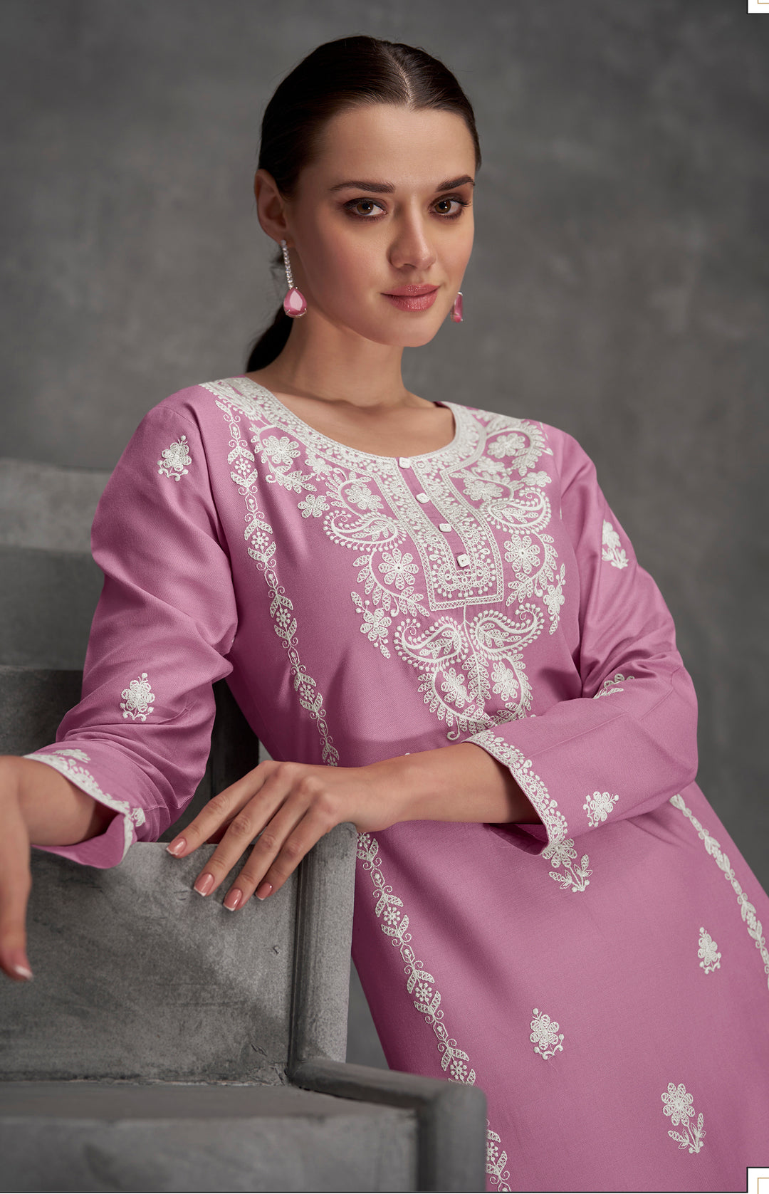 Isharya Orchid Embroidery Kurta Pant Set