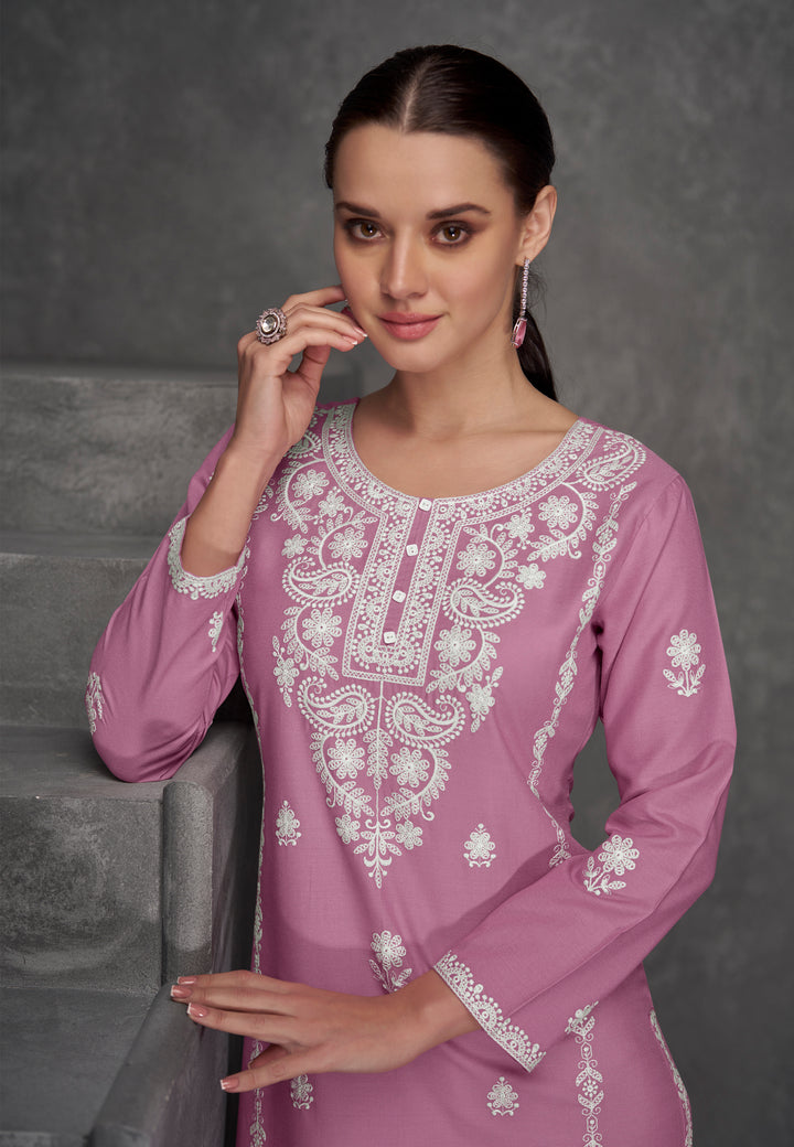 Isharya Orchid Embroidery Kurta Pant Set