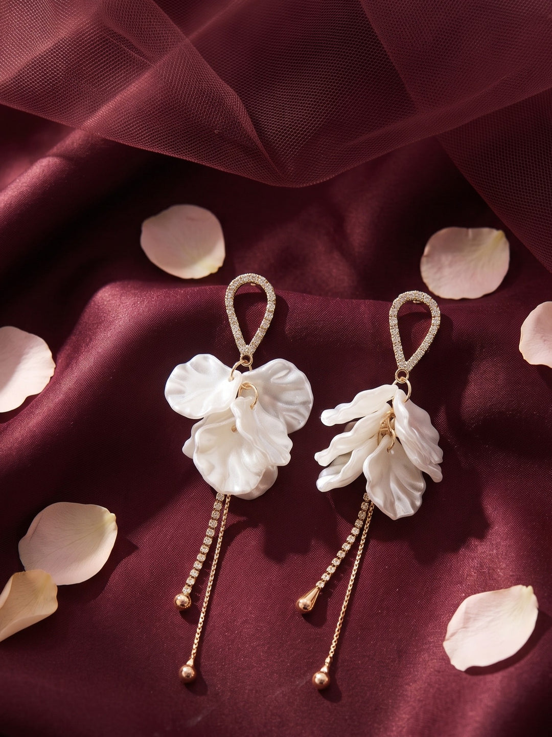 Monstera White Petal Earrings