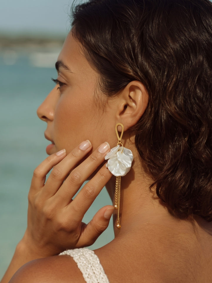 Monstera White Petal Earrings